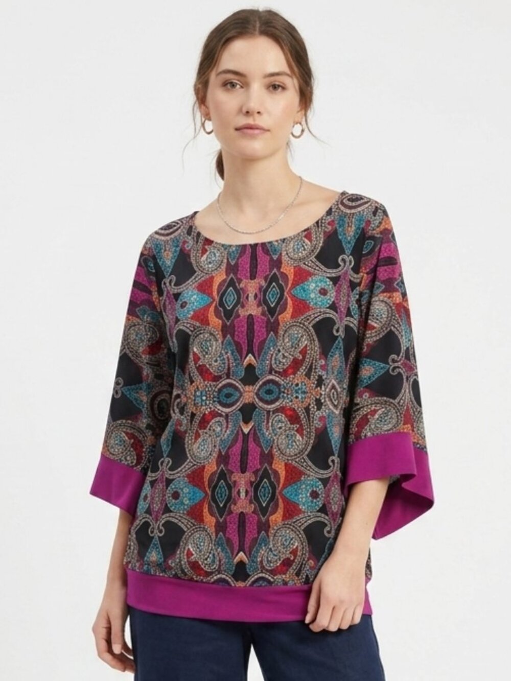Annalee + Hope Blouse Purple Orange Boho Festival XL